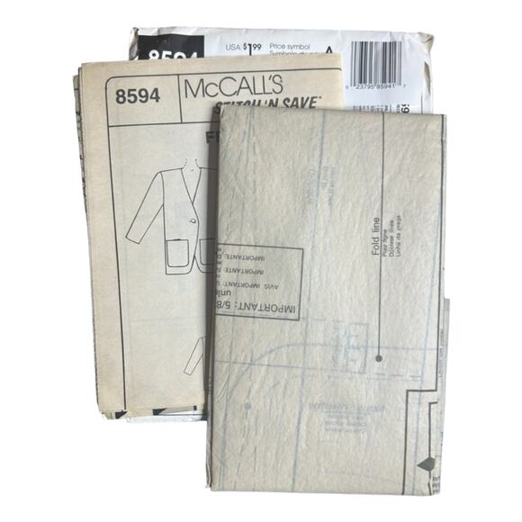 McCall's 8594 Misses' Unlined Jacket and Dress Pattern - Size 8-10-12 - Picture 5 of 5